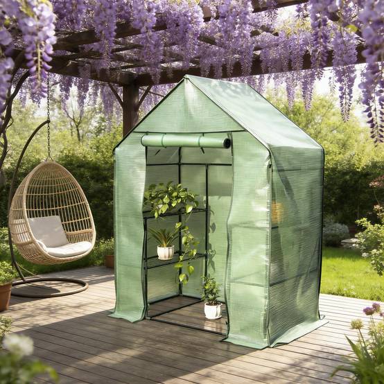 ComfortXL - Serre à tomates PE et acier pour potager protection intempéries et UV 143x215x195cm verte - ComfortXL Outdoor Living - Image 2