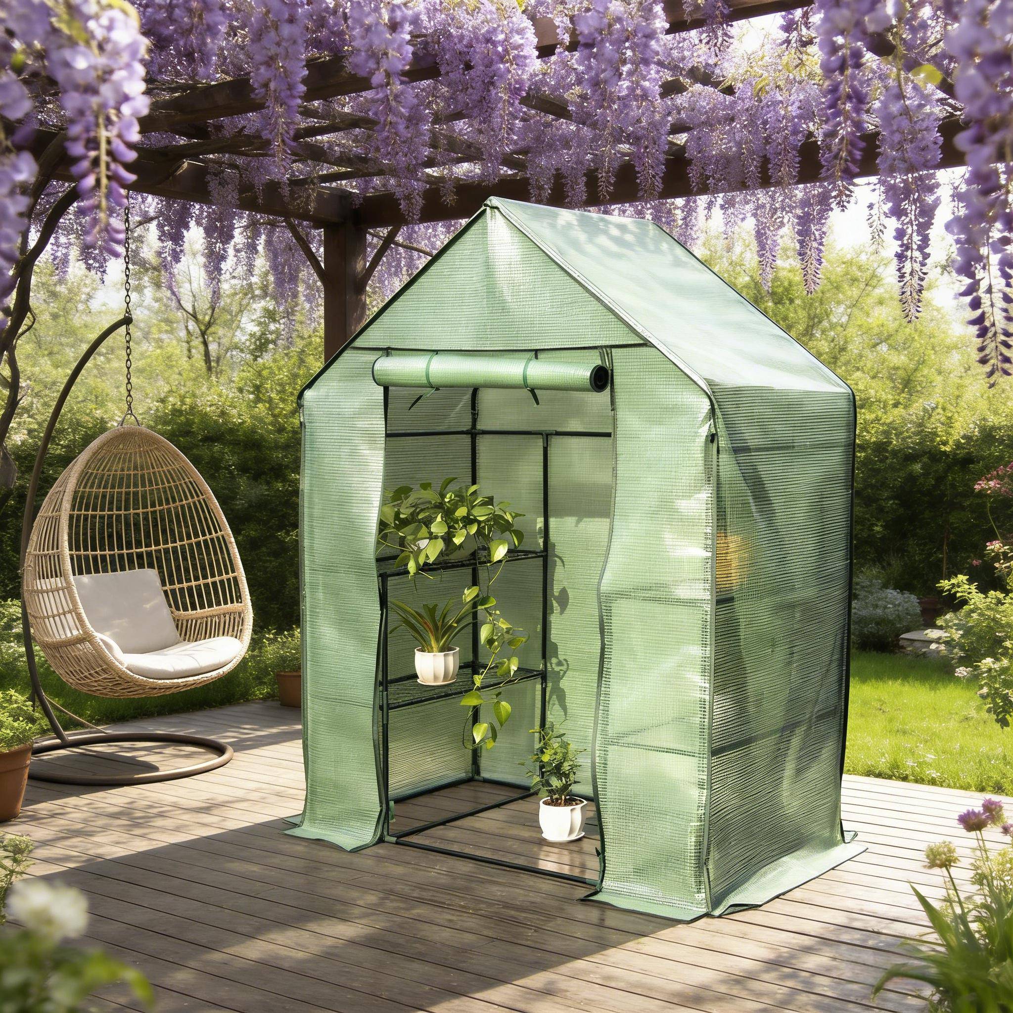 ComfortXL - Serre à tomates PE et acier pour potager protection intempéries et UV 143x215x195cm verte - ComfortXL Outdoor Living - Image 2