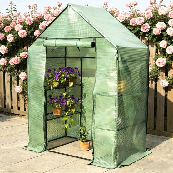 ComfortXL - Serre à tomates PE et acier pour potager protection intempéries et UV 143x215x195cm verte - ComfortXL Outdoor Living - Image 1