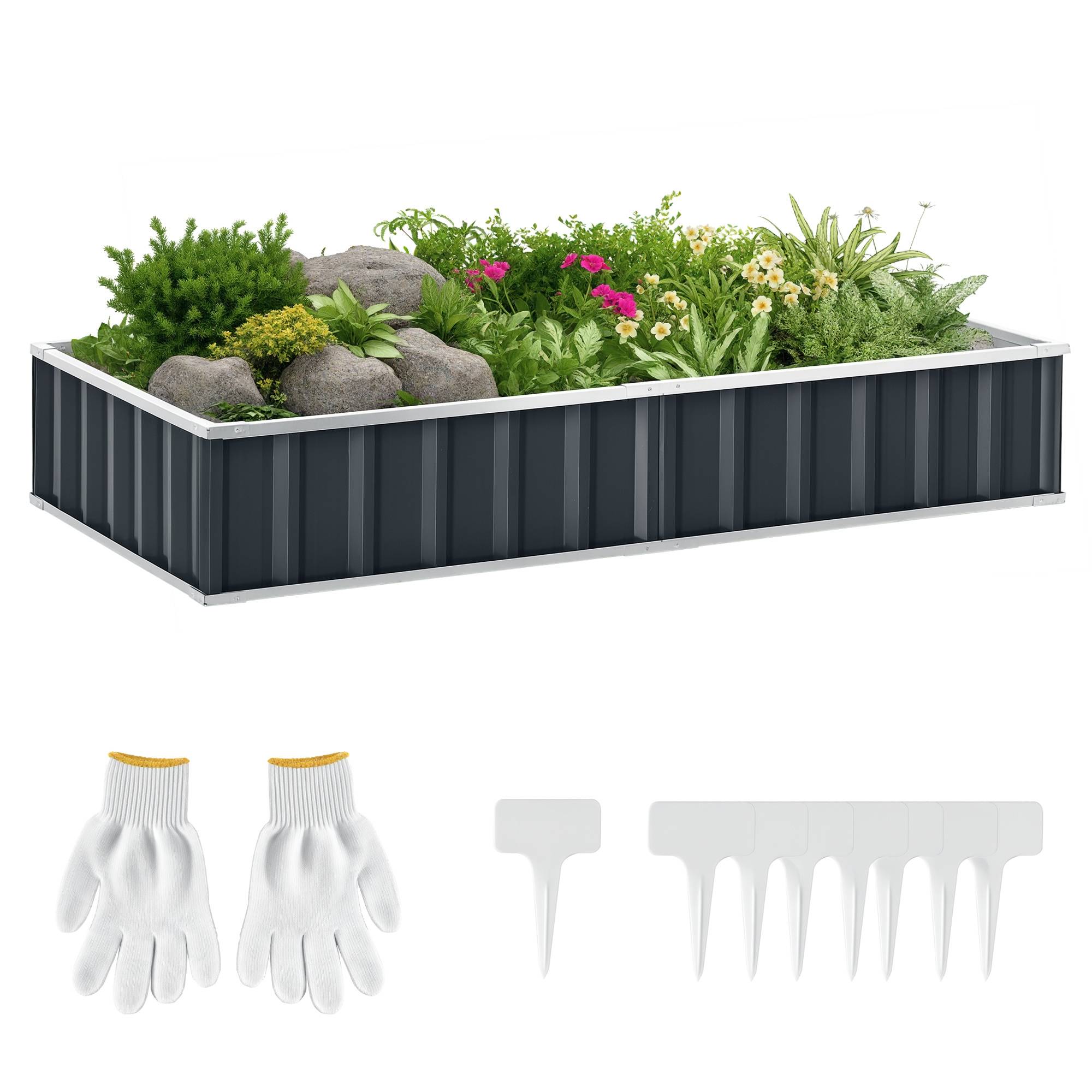 Sans Marque - Potager surélevé acier forme ajustable fond ouvert 174x90x30 cm - Image 1