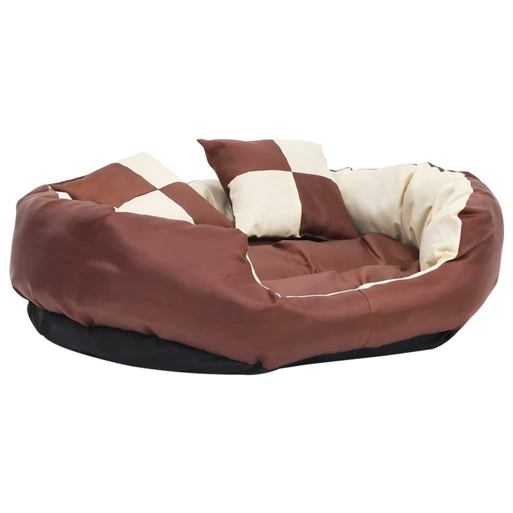Vidaxl - Coussin réversible lavable de chien Marron et crème 85x70x20 cm vidaXL 171212 - Image 2