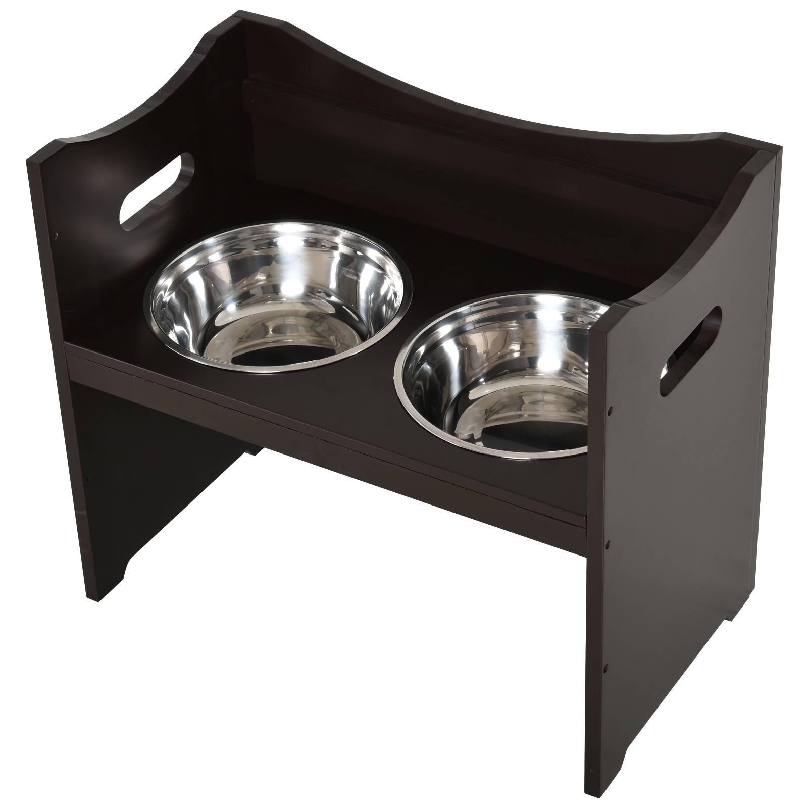 Station de nourriture pour chien réglable en hauteur, MDF, couleur café, 54 x 31,5 x 47 cm - PANGIVO - Image 7