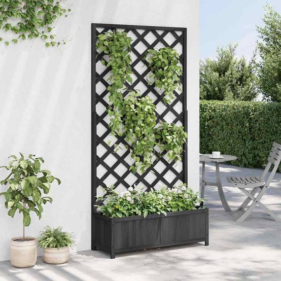 Vidaxl - Jardinière avec treillis noir 90x35x180 cm bois massif de sapin vidaXL 365481 - Image 4