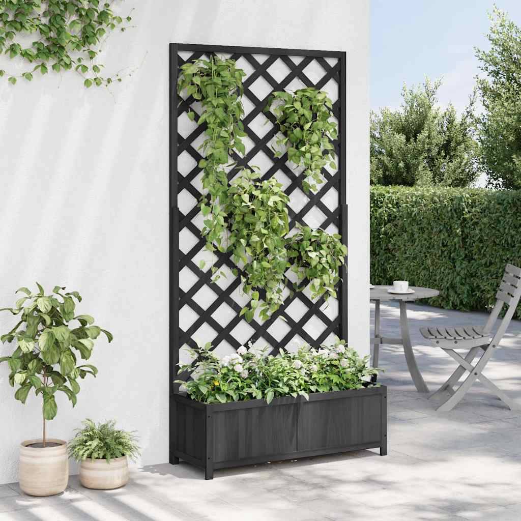 Vidaxl - Jardinière avec treillis noir 90x35x180 cm bois massif de sapin vidaXL 365481 - Image 4