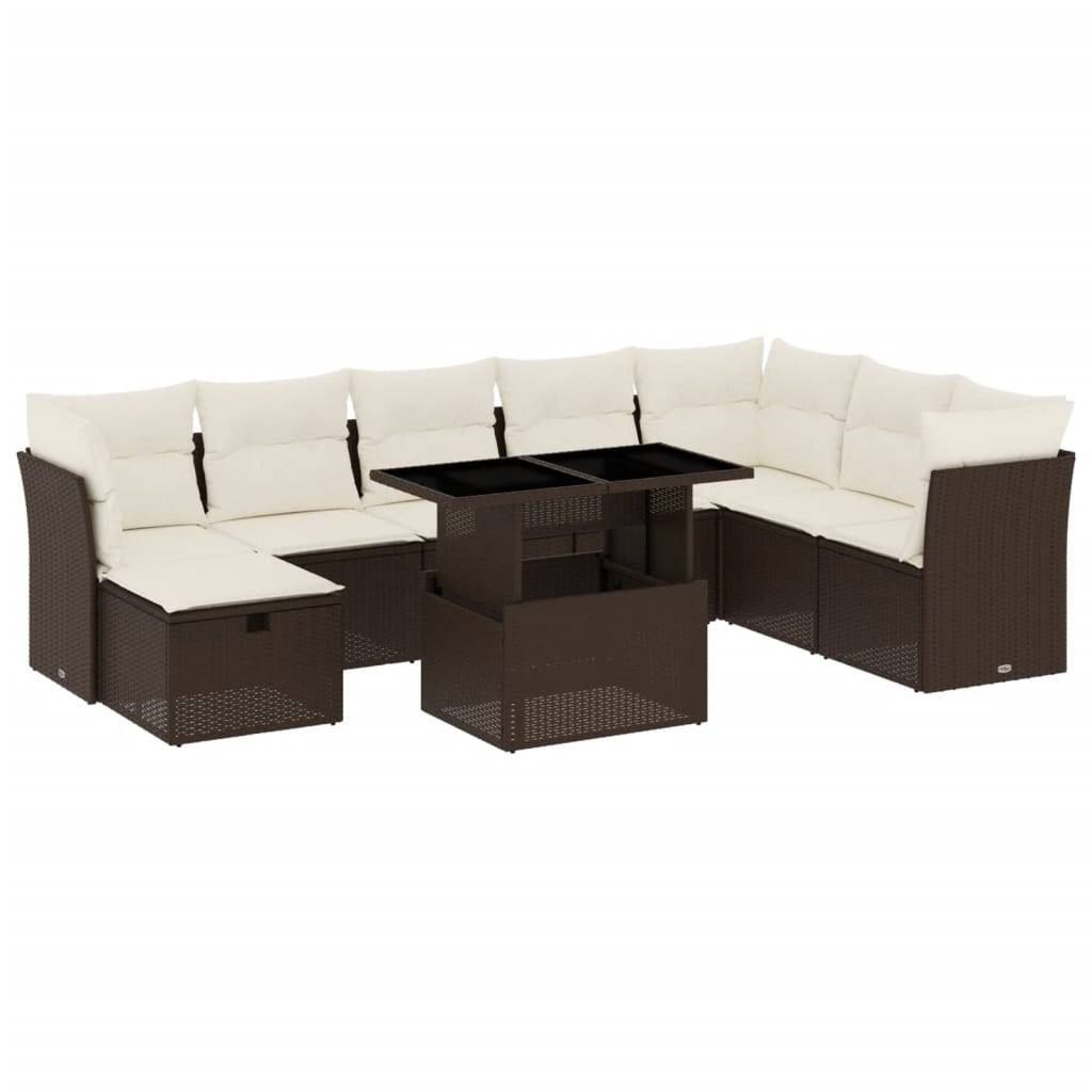 Vidaxl - Salon de jardin avec coussins 9 pcs marron résine tressée vidaXL 3274713 - Image 2
