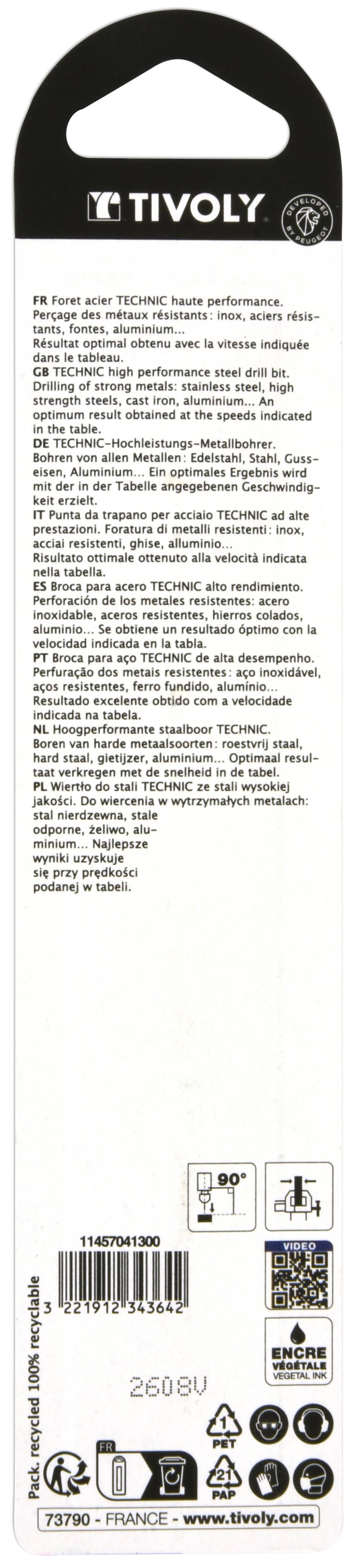 Tivoly - Tivoly Foret métaux TSP Ø: 13 / L: 151 / HSS taillé meulé -DIN338 -h8 -Affûtage Smart Point (Etui plastique) - Image 3
