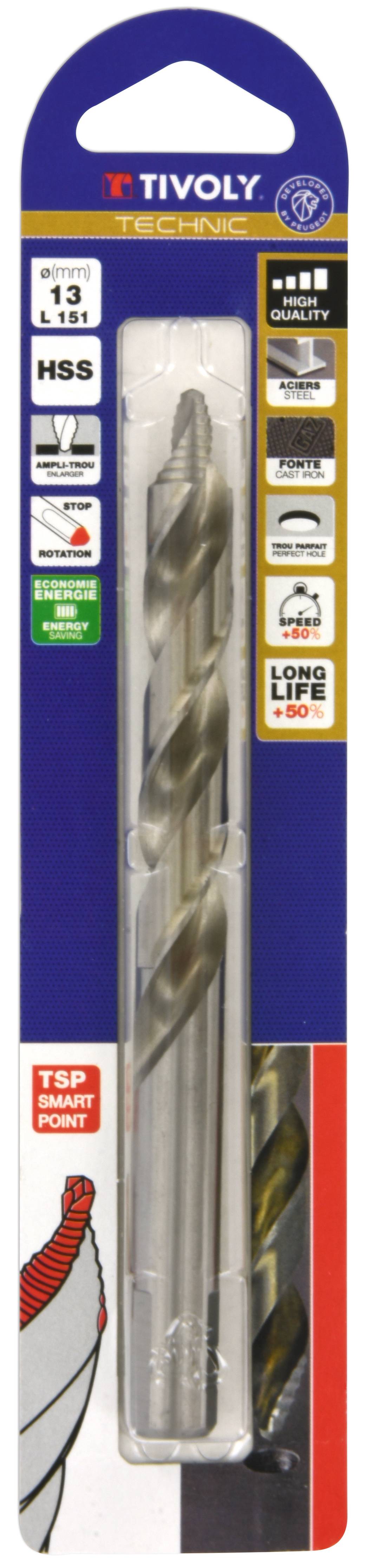 Tivoly - Tivoly Foret métaux TSP Ø: 13 / L: 151 / HSS taillé meulé -DIN338 -h8 -Affûtage Smart Point (Etui plastique) - Image 2