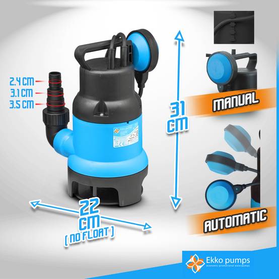 Ekko Pumps - Kit pompe vide caves eaux chargées 400W + tuyau d évacuation 10M - Ekko Pumps - Image 3
