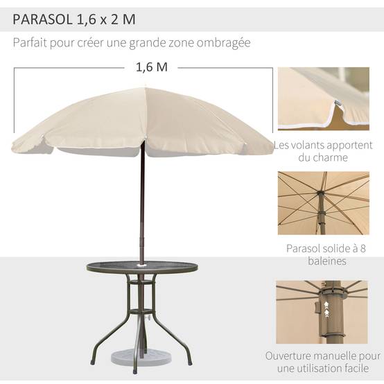 Ensemble salon de jardin acier textilène beige café 80 x 80 x 69.5 cm - PANGIVO - Image 7
