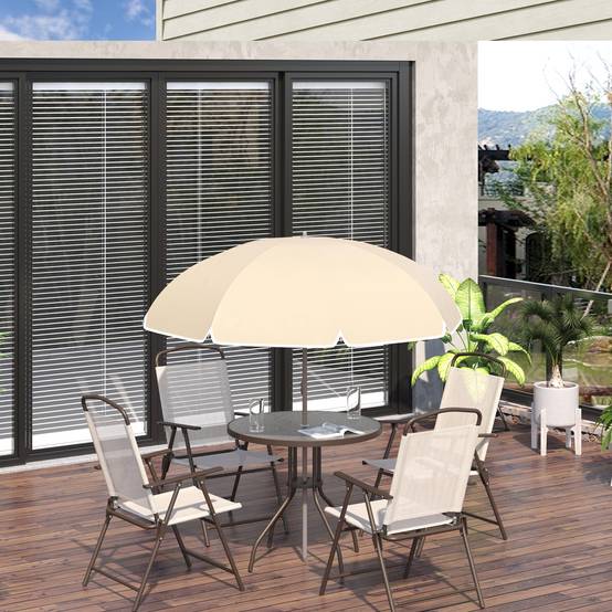Ensemble salon de jardin acier textilène beige café 80 x 80 x 69.5 cm - PANGIVO - Image 4