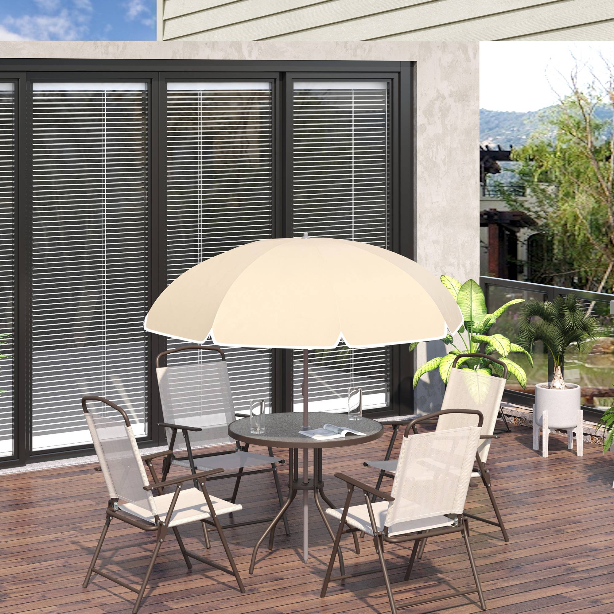 Ensemble salon de jardin acier textilène beige café 80 x 80 x 69.5 cm - PANGIVO - Image 4