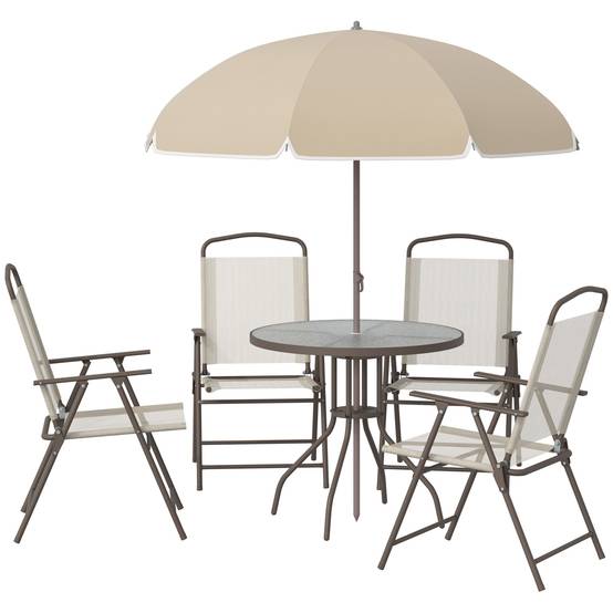 Ensemble salon de jardin acier textilène beige café 80 x 80 x 69.5 cm - PANGIVO - Image 2