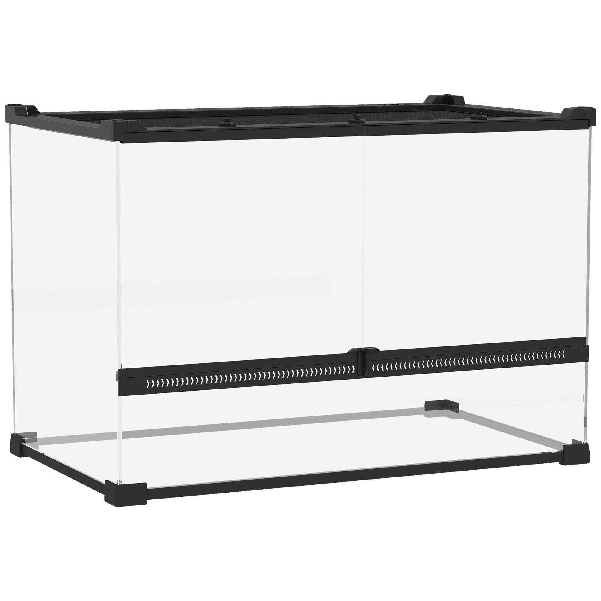 ComfortXL - Terrarium pour reptiles en verre trempé noir lézards serpents amphibiens fond étanche surélevé et ventilé - Image 10
