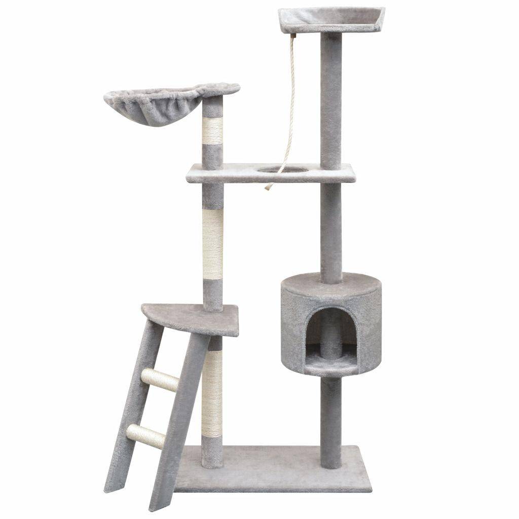Helloshop26 - Arbre à chat griffoir grattoir niche jouet animaux peluché en sisal 150 cm gris - Image 1