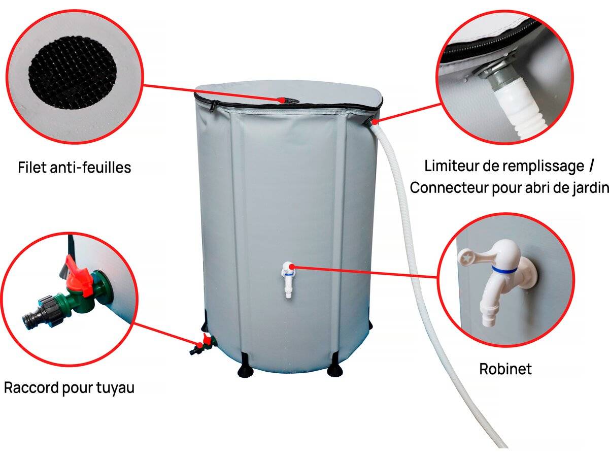 Habitat Et Jardin - Récupérateur D'eau Souple En Pvc 500 L - Gris -habitat Et Jardin - Image 3