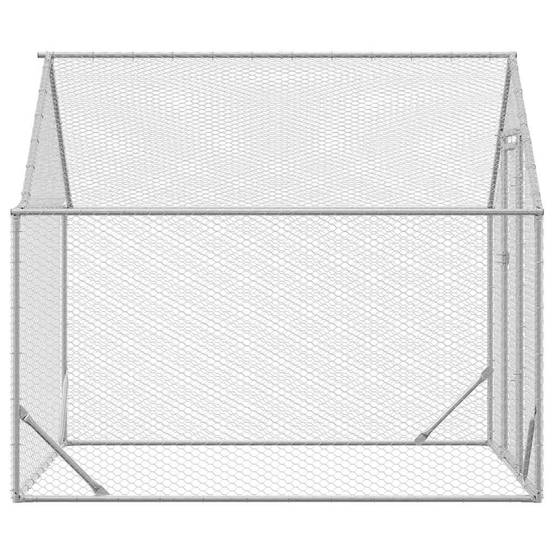 Parc Poules Métal Solide Promenade Sécurisée Volailles Argent 2x1,7m - ComfortXL Outdoor Living - Image 5