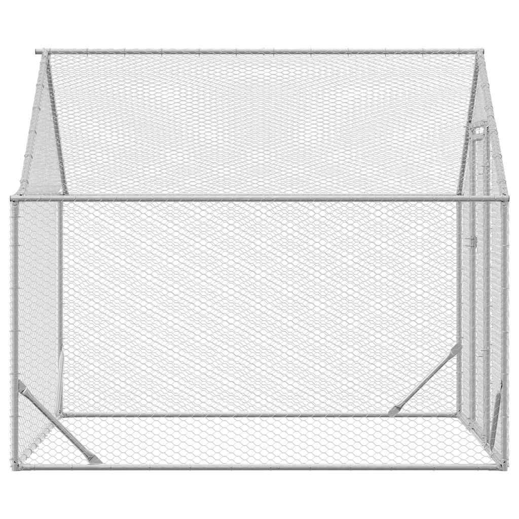 Parc Poules Métal Solide Promenade Sécurisée Volailles Argent 2x1,7m - ComfortXL Outdoor Living - Image 5