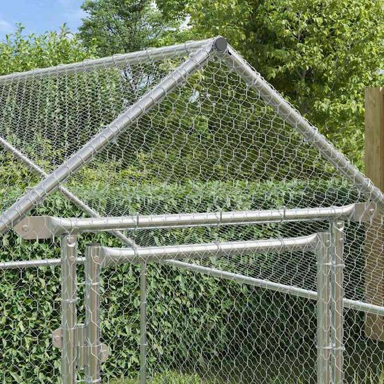 Parc Poules Métal Solide Promenade Sécurisée Volailles Argent 2x1,7m - ComfortXL Outdoor Living - Image 3