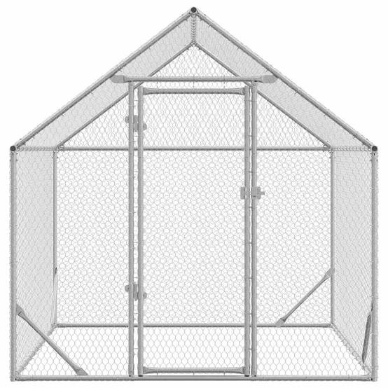 Parc Poules Métal Solide Promenade Sécurisée Volailles Argent 2x1,7m - ComfortXL Outdoor Living - Image 4
