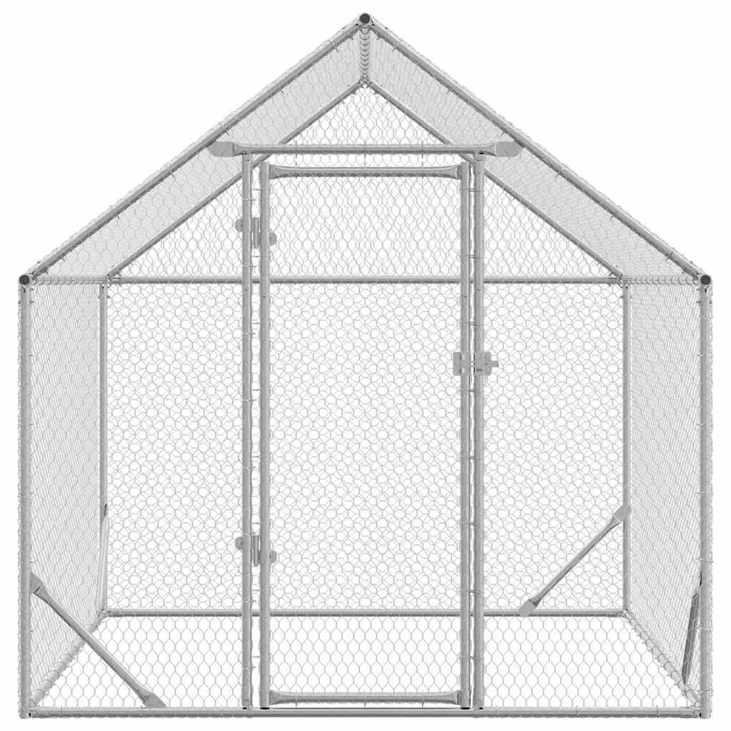 Parc Poules Métal Solide Promenade Sécurisée Volailles Argent 2x1,7m - ComfortXL Outdoor Living - Image 4