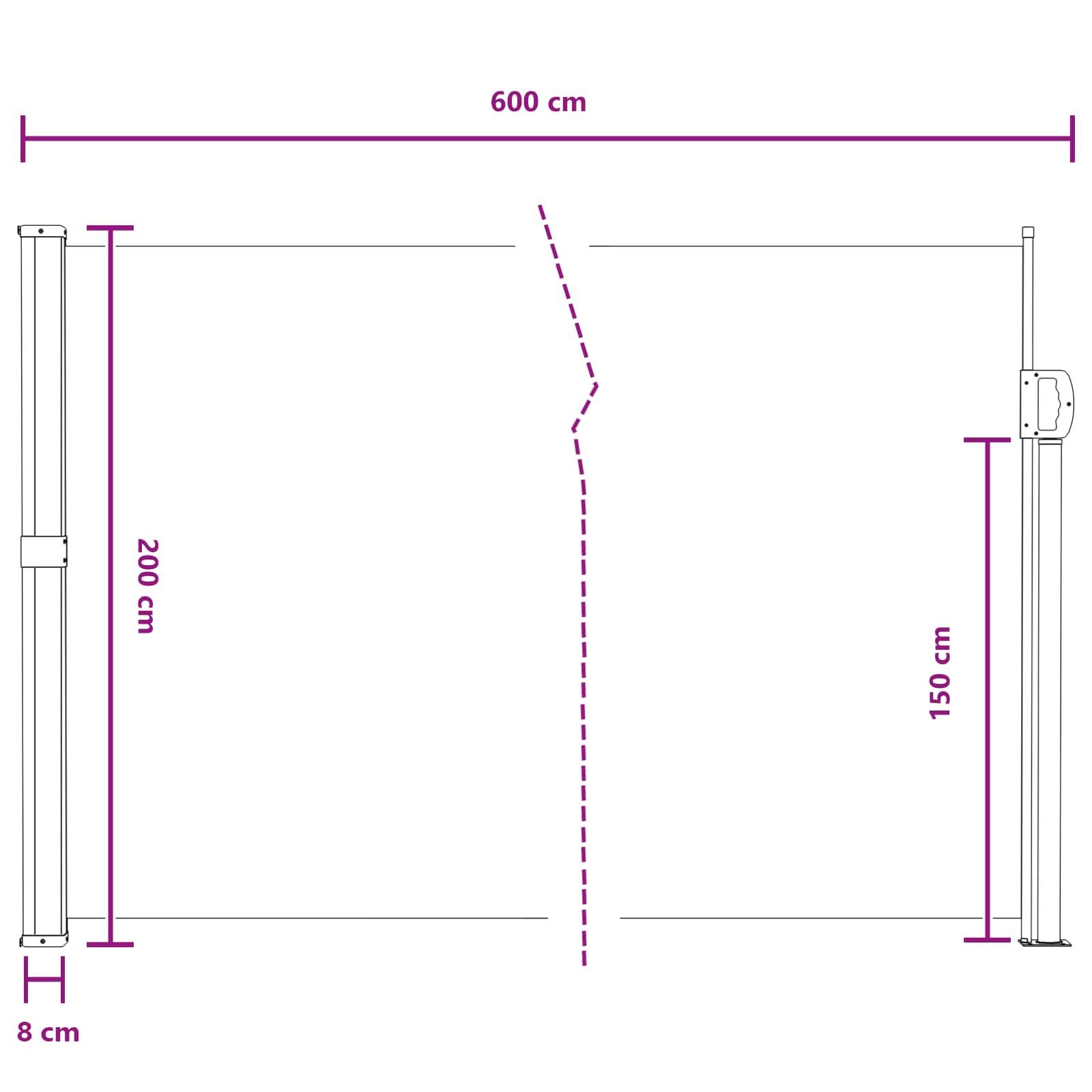 Store latéral rétractable polyester sable 600 x 200 cm - PANGIVO - Image 8