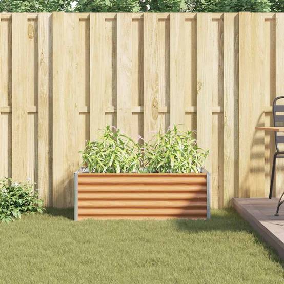 Jardinière surélevée acier galvanisé marron clair 98 x 50 x 36 cm - PANGIVO - Image 4