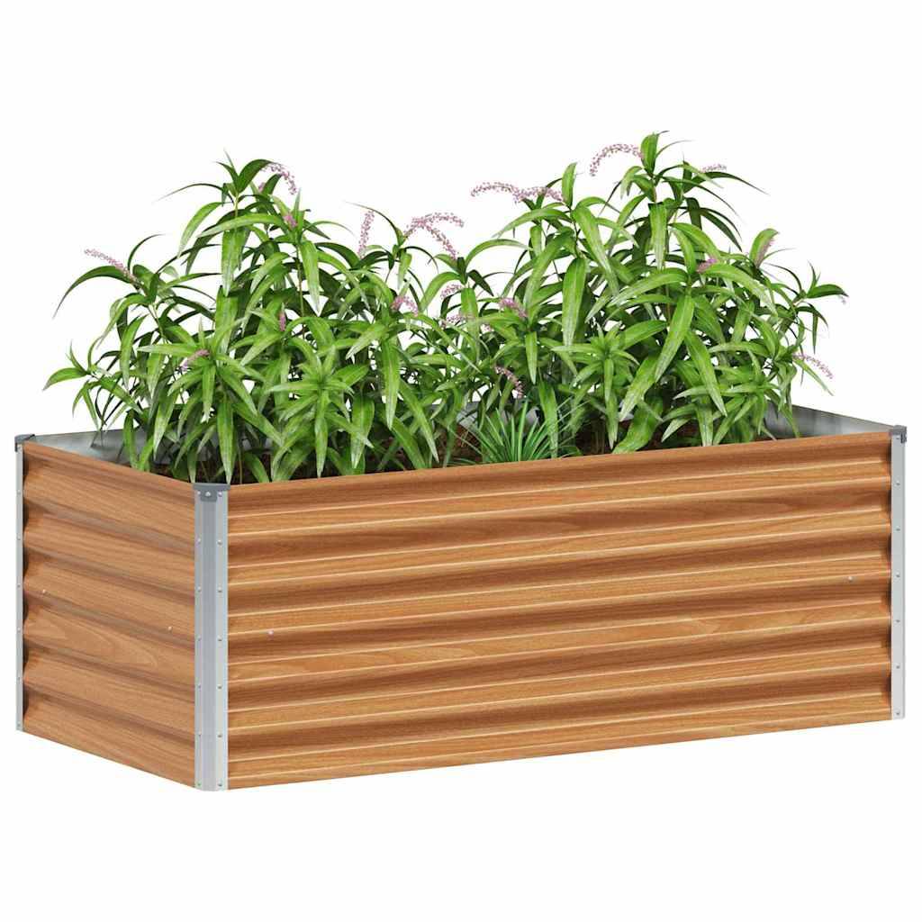 Jardinière surélevée acier galvanisé marron clair 98 x 50 x 36 cm - PANGIVO - Image 3