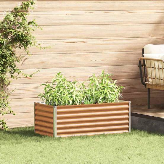 Jardinière surélevée acier galvanisé marron clair 98 x 50 x 36 cm - PANGIVO - Image 1