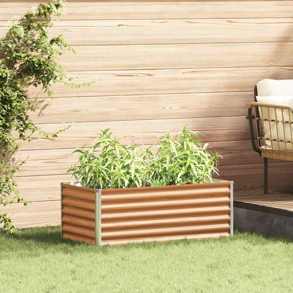 Jardinière surélevée acier galvanisé marron clair 98 x 50 x 36 cm - PANGIVO - Image 1
