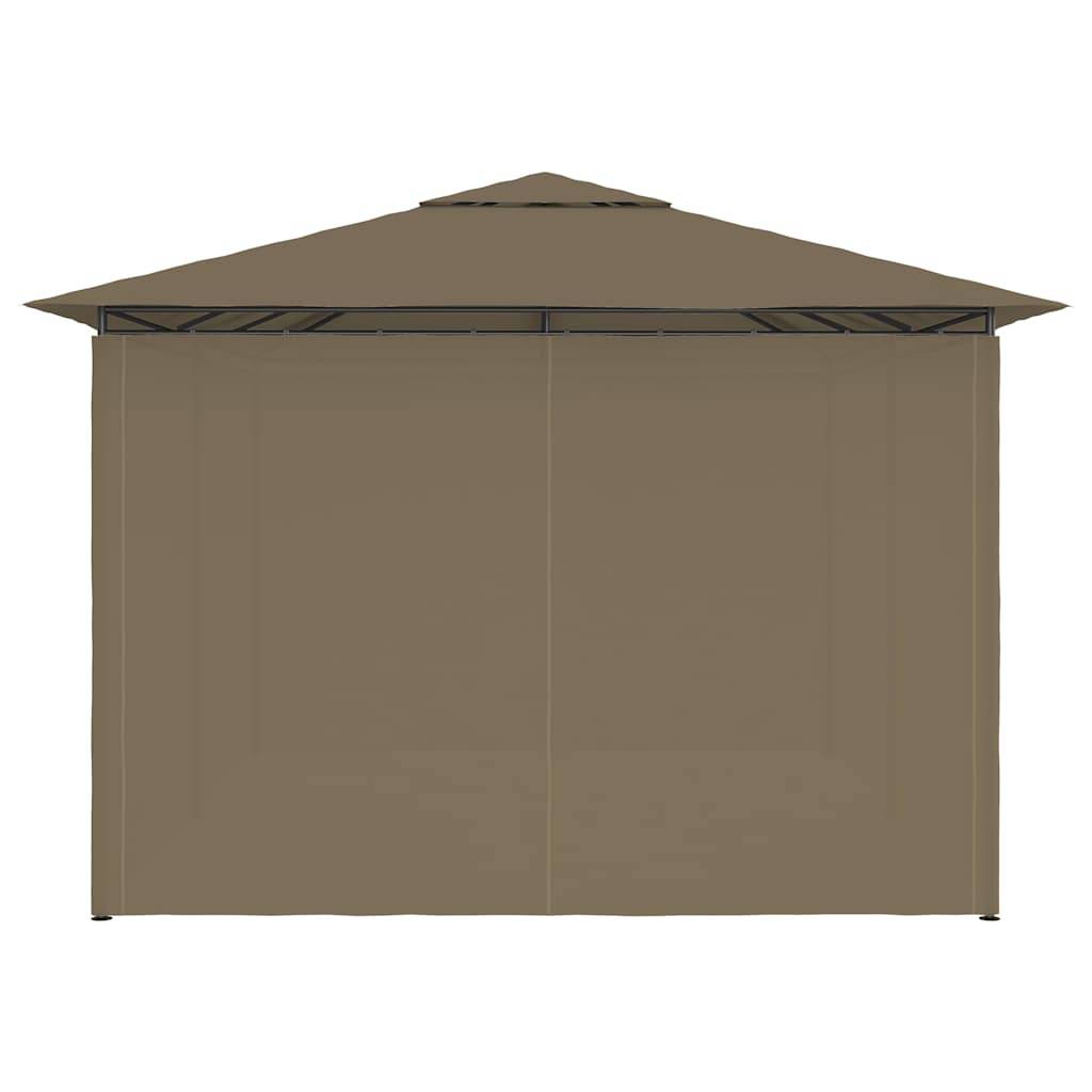 Tonnelle de Jardin Acier avec Rideaux Toit Ventilé Imperméable pour Terrasse Taupe 4x3 m – ComfortXL Outdoor Living - Image 6
