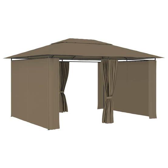 Tonnelle de Jardin Acier avec Rideaux Toit Ventilé Imperméable pour Terrasse Taupe 4x3 m – ComfortXL Outdoor Living - Image 3