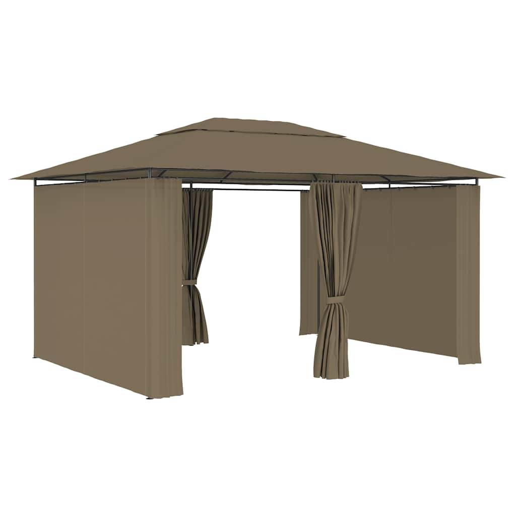 Tonnelle de Jardin Acier avec Rideaux Toit Ventilé Imperméable pour Terrasse Taupe 4x3 m – ComfortXL Outdoor Living - Image 3