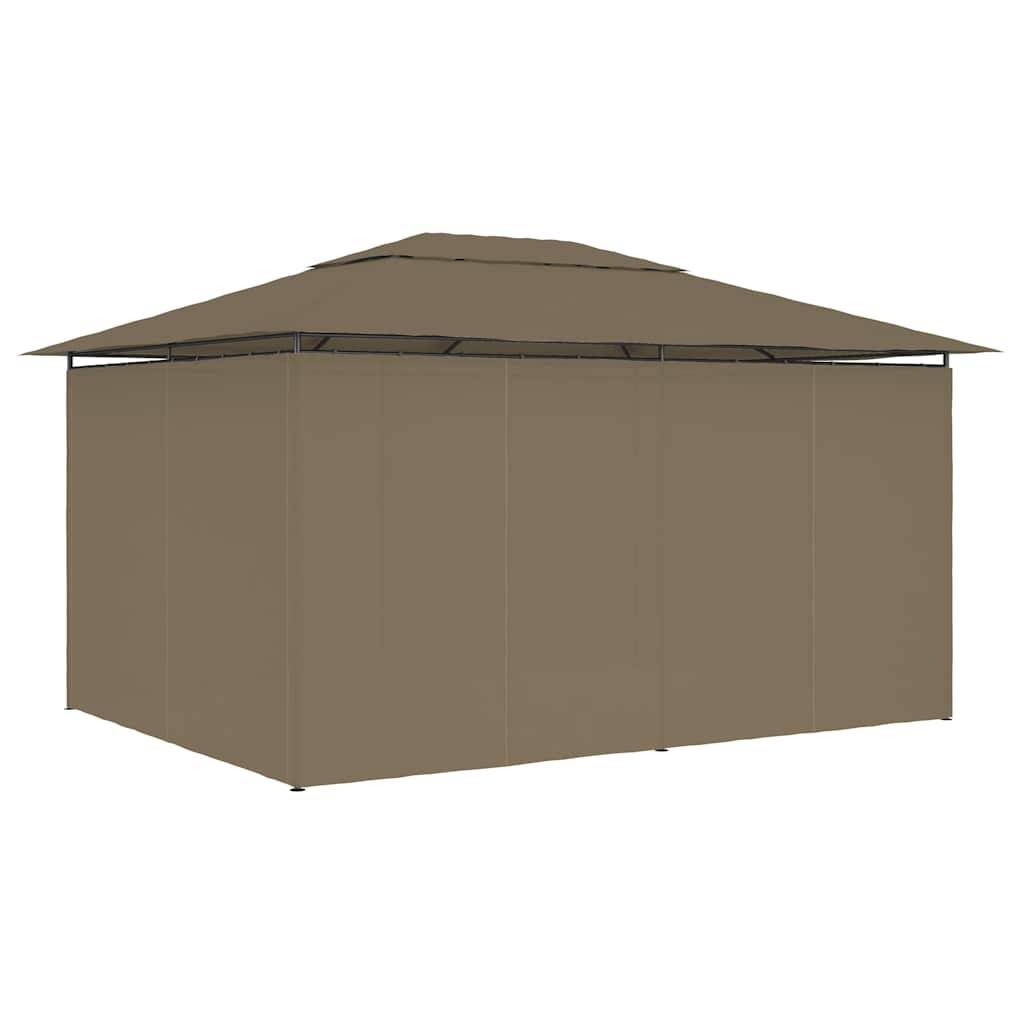 Tonnelle de Jardin Acier avec Rideaux Toit Ventilé Imperméable pour Terrasse Taupe 4x3 m – ComfortXL Outdoor Living - Image 4