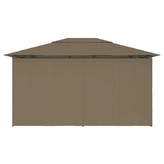 Tonnelle de Jardin Acier avec Rideaux Toit Ventilé Imperméable pour Terrasse Taupe 4x3 m – ComfortXL Outdoor Living - Image 5