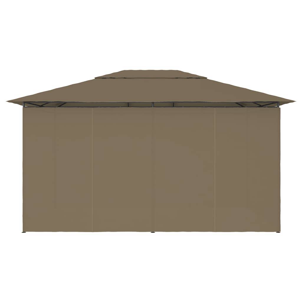 Tonnelle de Jardin Acier avec Rideaux Toit Ventilé Imperméable pour Terrasse Taupe 4x3 m – ComfortXL Outdoor Living - Image 5