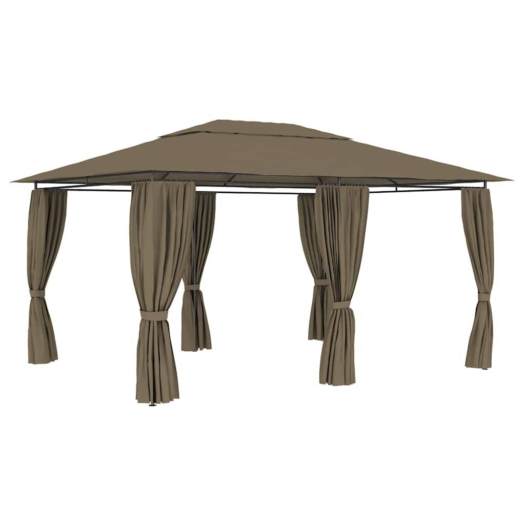 Tonnelle de Jardin Acier avec Rideaux Toit Ventilé Imperméable pour Terrasse Taupe 4x3 m – ComfortXL Outdoor Living - Image 1