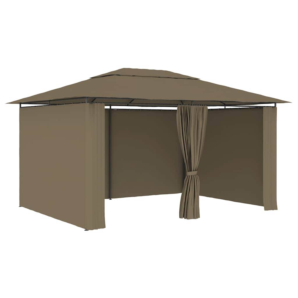 Tonnelle de Jardin Acier avec Rideaux Toit Ventilé Imperméable pour Terrasse Taupe 4x3 m – ComfortXL Outdoor Living - Image 2