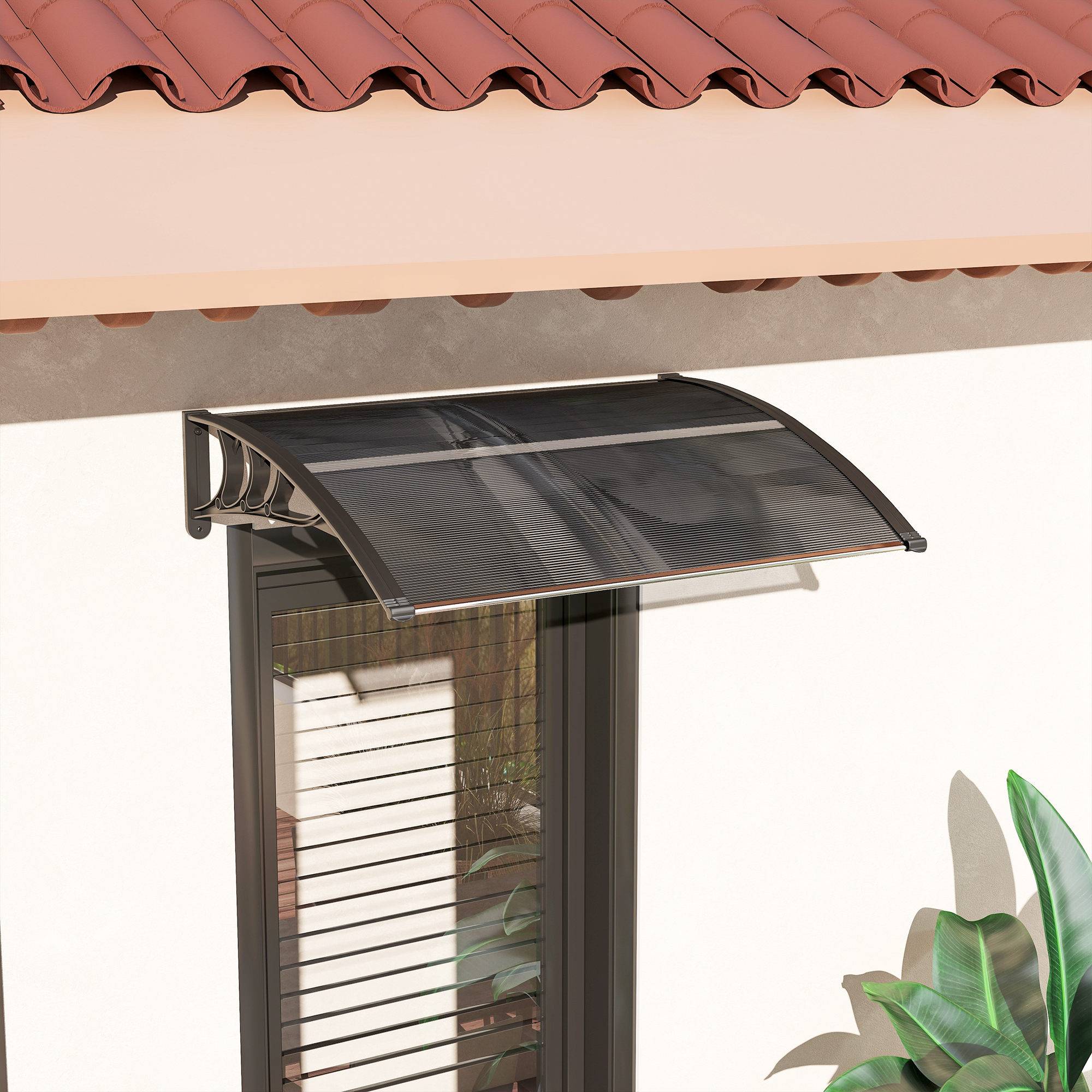 Store noir 100x75x23 cm en polycarbonate pour protection soleil et pluie, accessoire design sobre pour entrée pratique et résistant - Image 4