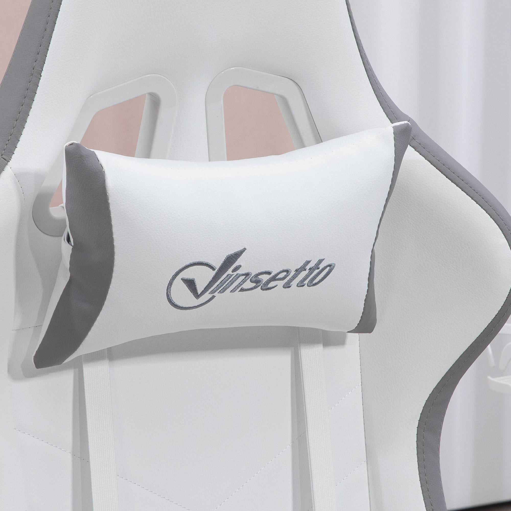 Sans Marque - Chaise gaming fauteuil gaming ergonomique avec dossier inclinable à 135° et soutien lombaire, 65 x 65 x 121-129 cm blanc - Image 10