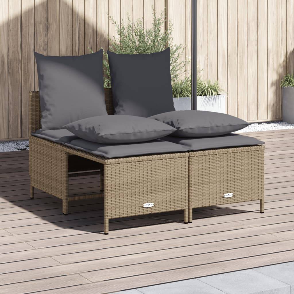 Salon de jardin avec coussins 4 pcs | Mobilier d'extérieur beige résine tressée Maison Chic - Image 2
