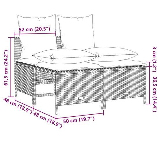 Salon de jardin avec coussins 4 pcs | Mobilier d'extérieur beige résine tressée Maison Chic - Image 7
