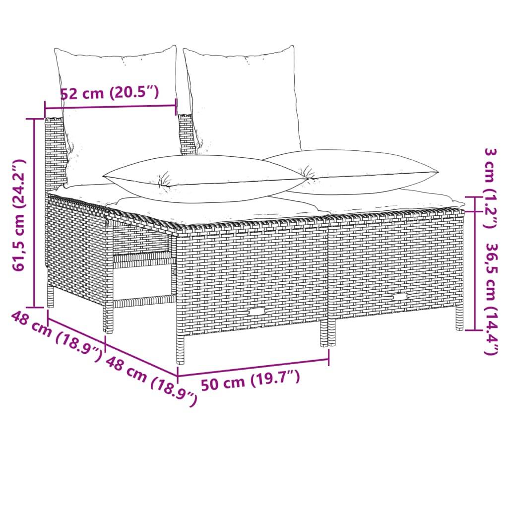 Salon de jardin avec coussins 4 pcs | Mobilier d'extérieur beige résine tressée Maison Chic - Image 7