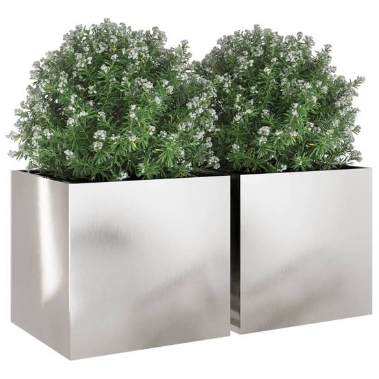 Jardinières lot de 2 acier inoxydable argenté 49 x 47 x 46 cm - PANGIVO - Image 4