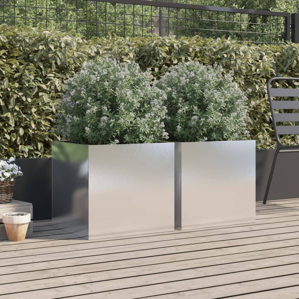 Jardinières lot de 2 acier inoxydable argenté 49 x 47 x 46 cm - PANGIVO - Image 3