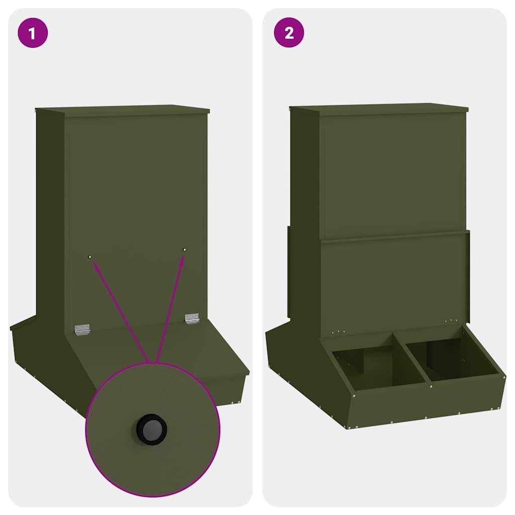 Vidaxl - Distributeur de porcs Vert olive 82 x 51 x 91,5 cm vidaXL 874643 - Image 10