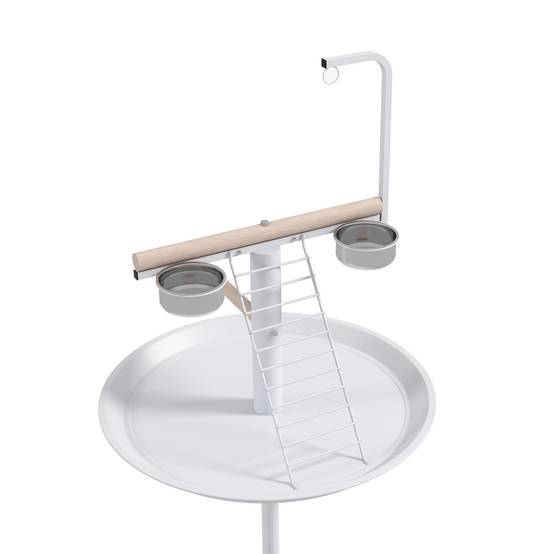 Comedero para Pajaros de Pie Ø60x138 cm avec 4 roues 2 Cuenco en acier inoxydable et 2 perchas blanches - Image 9