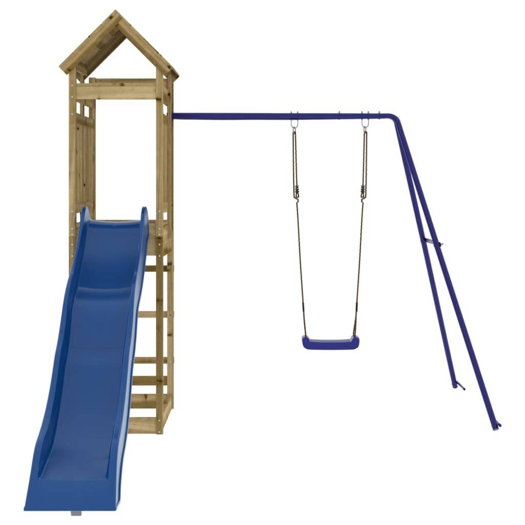 Helloshop26 - Aire de jeux d'extérieur balançoires toboggan portiques robuste jeux jardin 249 x 349 x 238 cm bois de pin imprégné - Image 2