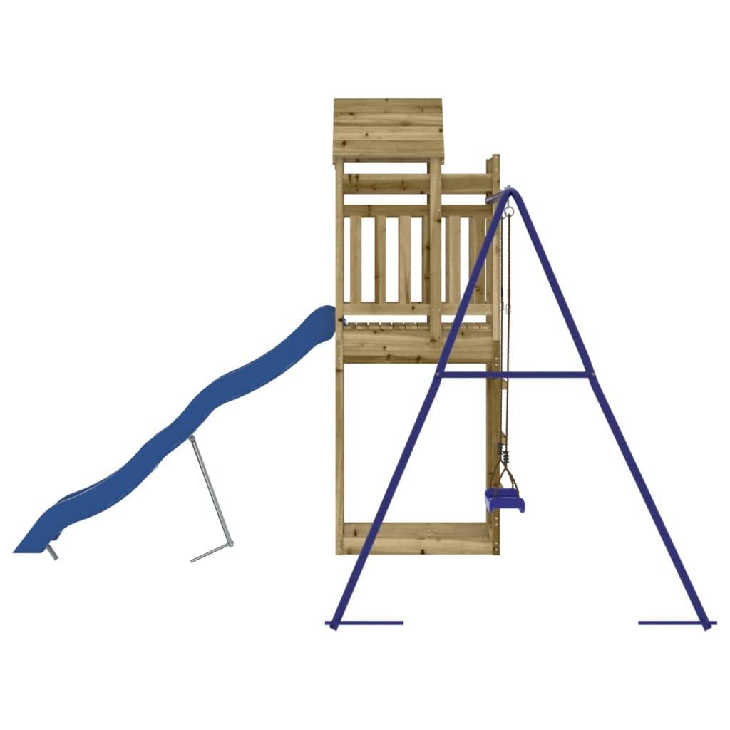 Helloshop26 - Aire de jeux d'extérieur balançoires toboggan portiques robuste jeux jardin 249 x 349 x 238 cm bois de pin imprégné - Image 4