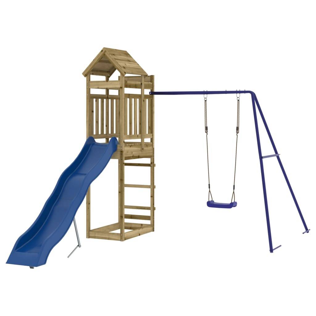 Helloshop26 - Aire de jeux d'extérieur balançoires toboggan portiques robuste jeux jardin 249 x 349 x 238 cm bois de pin imprégné - Image 3