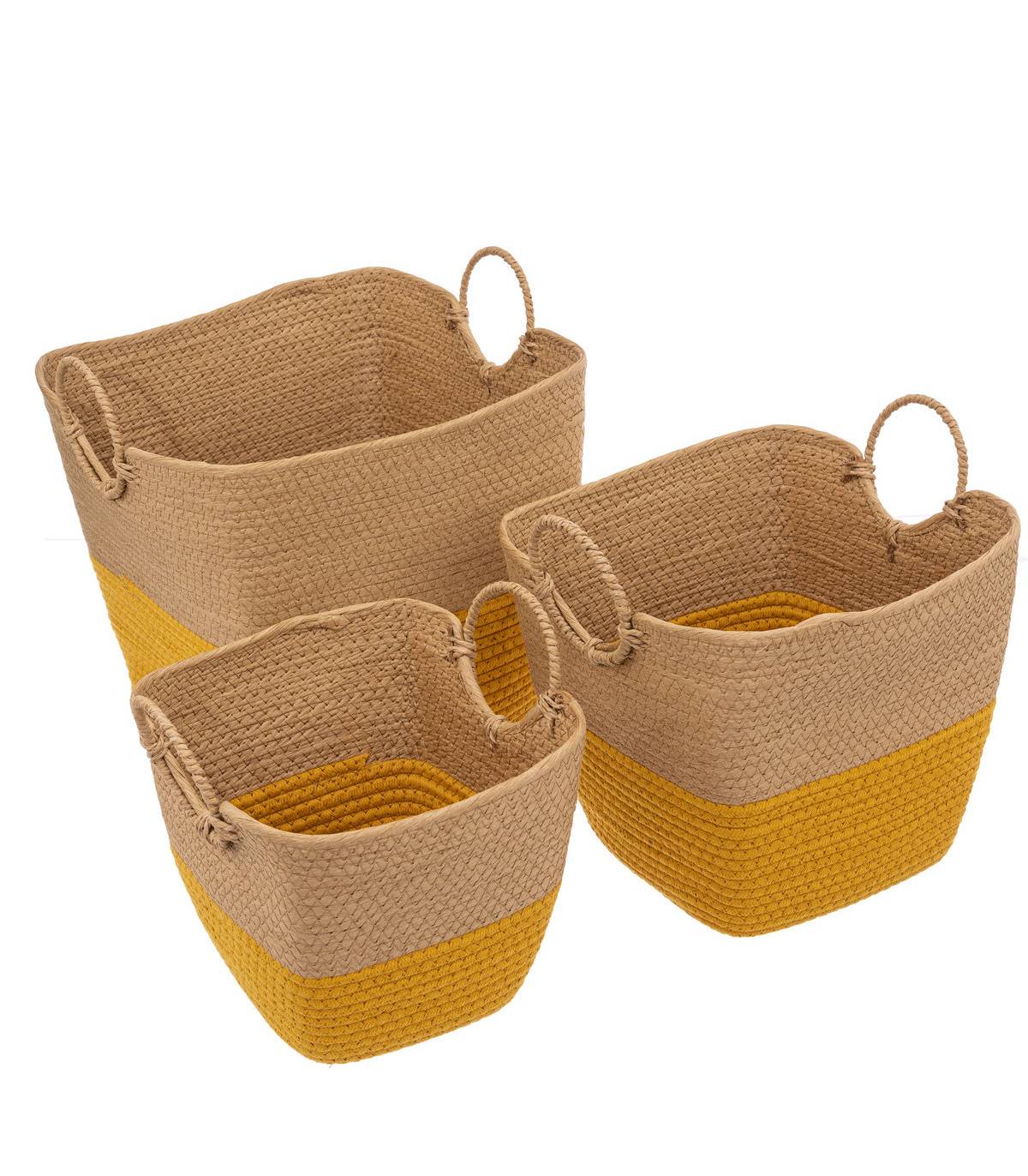 Lot de 3 Paniers de rangement Beige et Ocre - Image 1